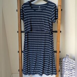 Kindred Bravely Women's Navy and White Striped Maternity Dress - Size S